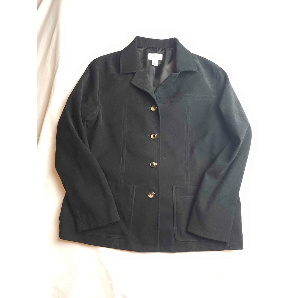 Talbots Blazer Jacket Womens Medium Black Classic Button Front Office‎ Career